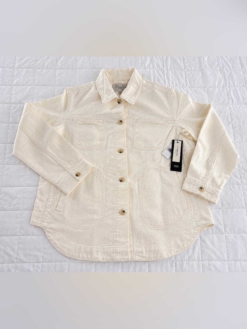 Liverpool Los Angeles Weekender Shirt Jacket Swiss Cream size M NWT A722784